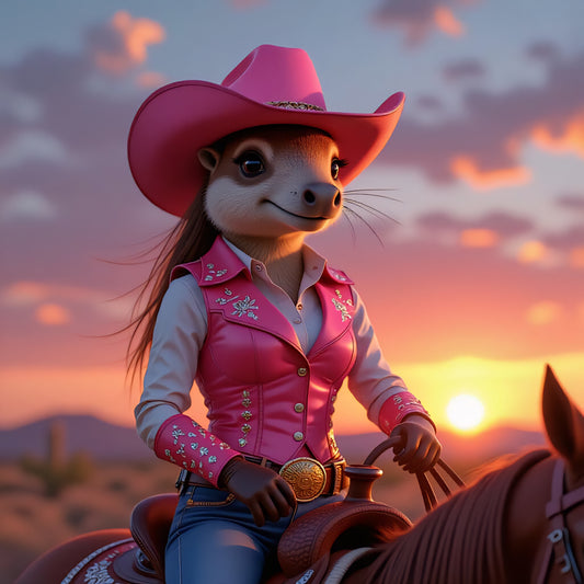 Cowgirl Armadillo | at sunset Tee Shirt | Her Edition |Quirky & Whimsical |