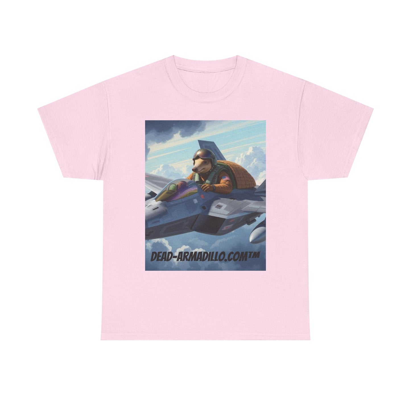 "Aviator Tee | Armadillo Flying a Jet Plane | Custom made by Dead-Armadillo.com™ | Clouds Zoom | Wild Blue Yonder"