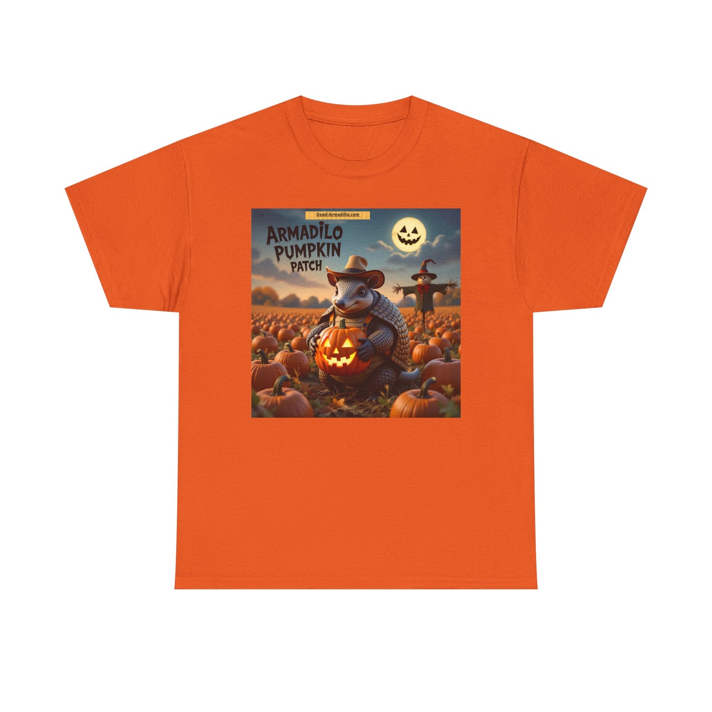 Camiseta unisex de algodón grueso con diseño de armadillo y calabaza | Ropa de otoño | Camiseta de Halloween | Moda de otoño | Camiseta de animales adorables