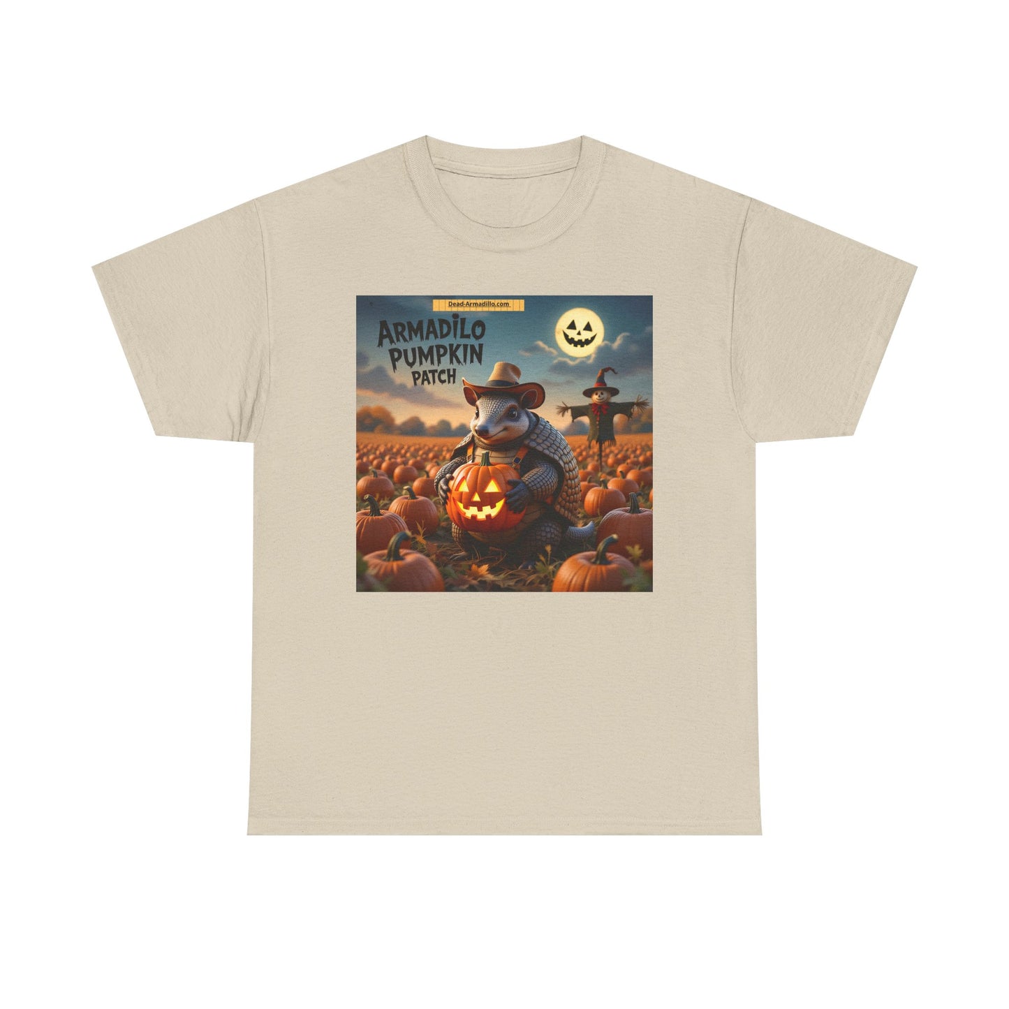 Camiseta unisex de algodón grueso con diseño de armadillo y calabaza | Ropa de otoño | Camiseta de Halloween | Moda de otoño | Camiseta de animales adorables