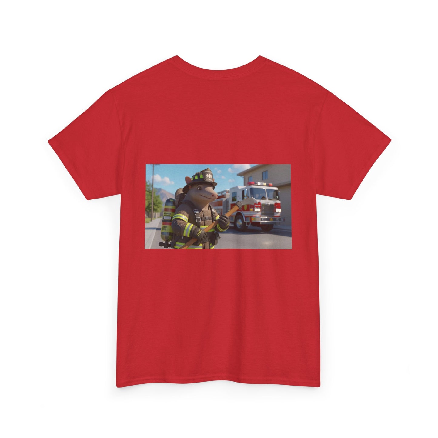 Firefighter Animal Tee, Cute Animal Graphic Tee, Unisex Heavy Cotton Shirt, Fun Animal T-Shirt, Gift for Kids, Casual Wear