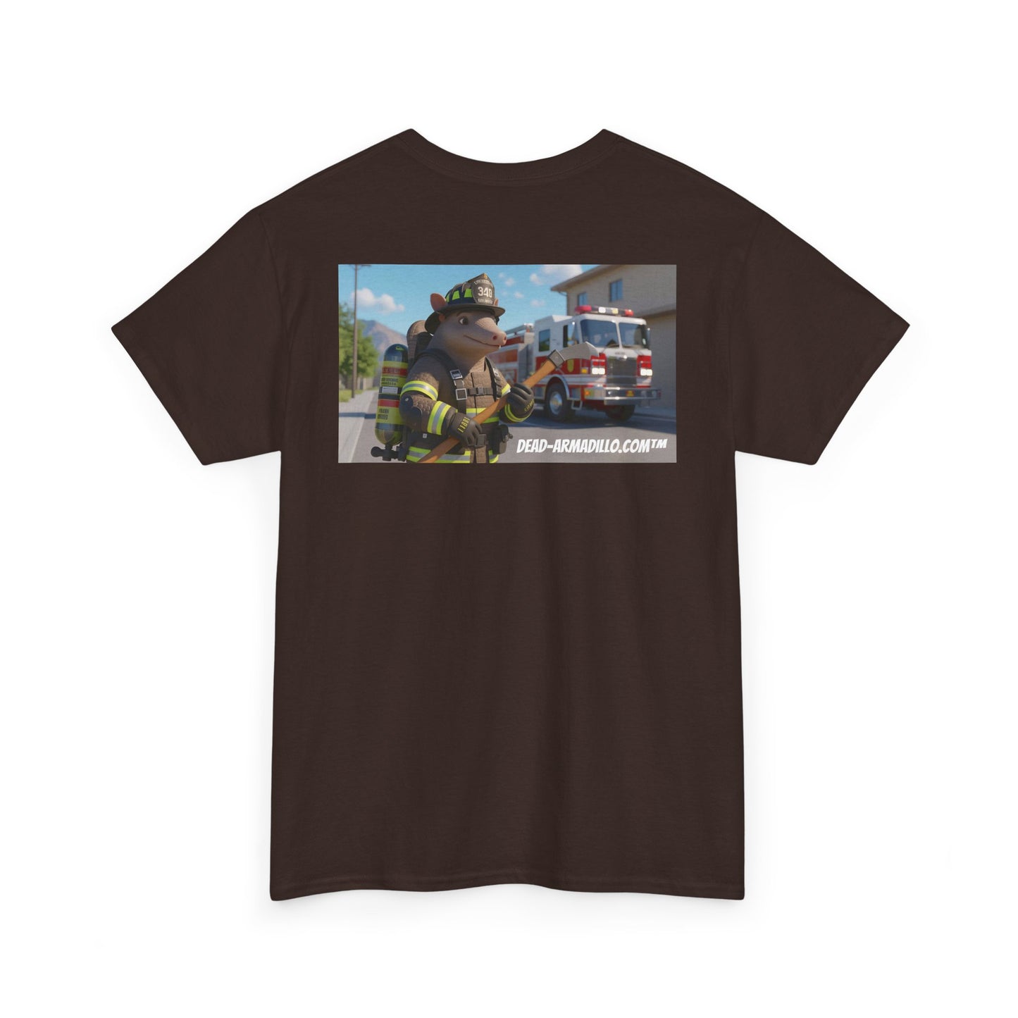 Firefighter Armadillo Tee | Custom Two Sided Print | Graphic Tee | Unisex Heavy Cotton Shirt | Fun Animal T-Shirt