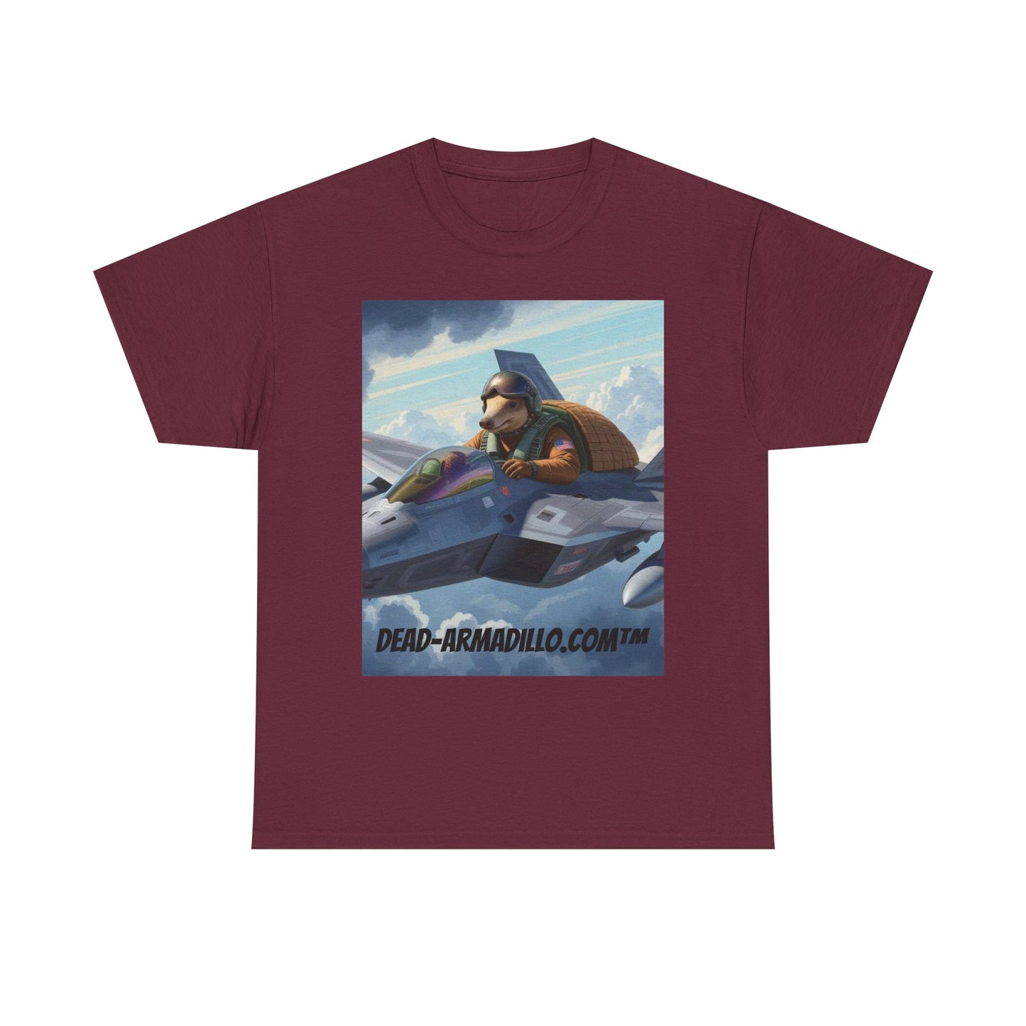 "Aviator Tee | Armadillo Flying a Jet Plane | Custom made by Dead-Armadillo.com™ | Clouds Zoom | Wild Blue Yonder"