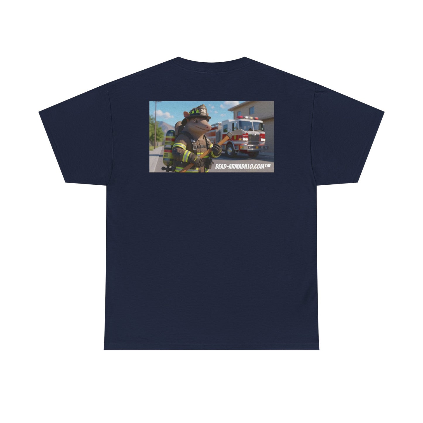 Firefighter Armadillo Tee | Custom Two Sided Print | Graphic Tee | Unisex Heavy Cotton Shirt | Fun Animal T-Shirt