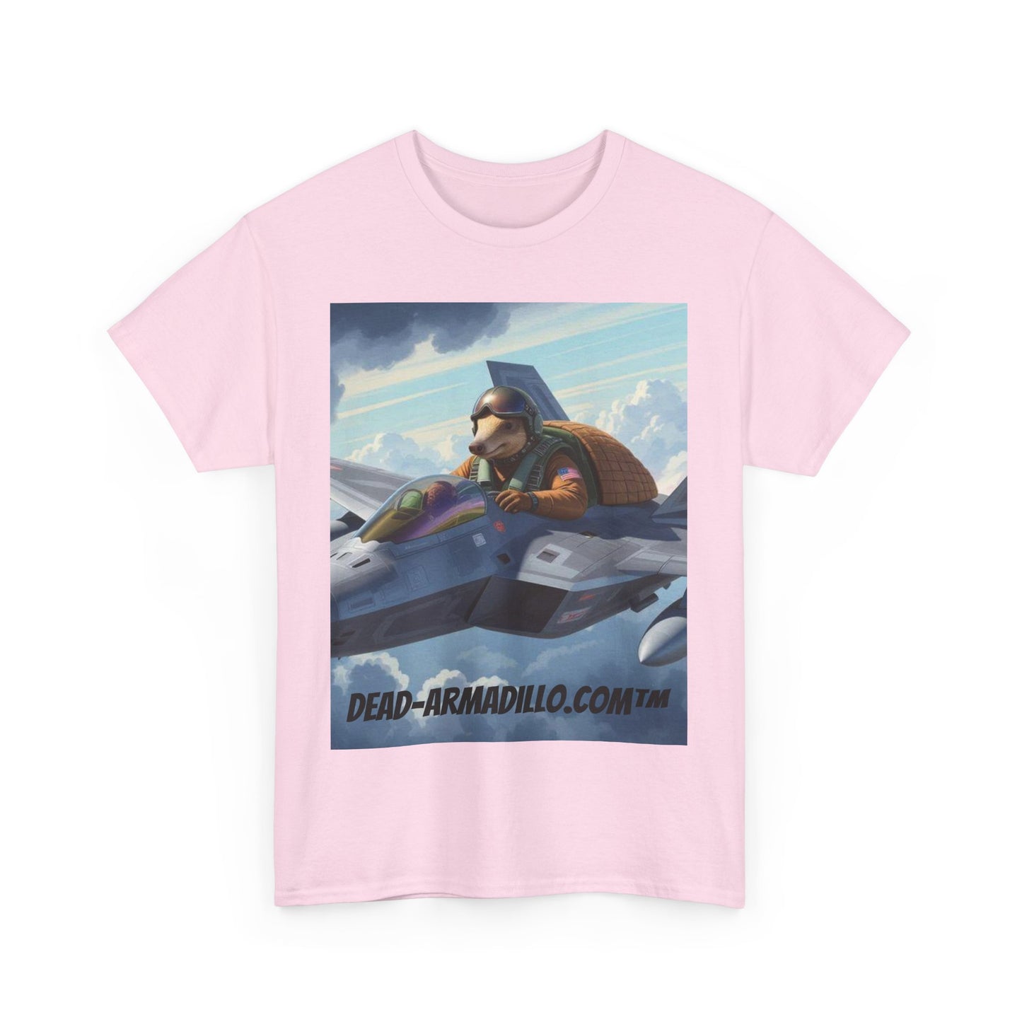 "Aviator Tee | Armadillo Flying a Jet Plane | Custom made by Dead-Armadillo.com™ | Clouds Zoom | Wild Blue Yonder"