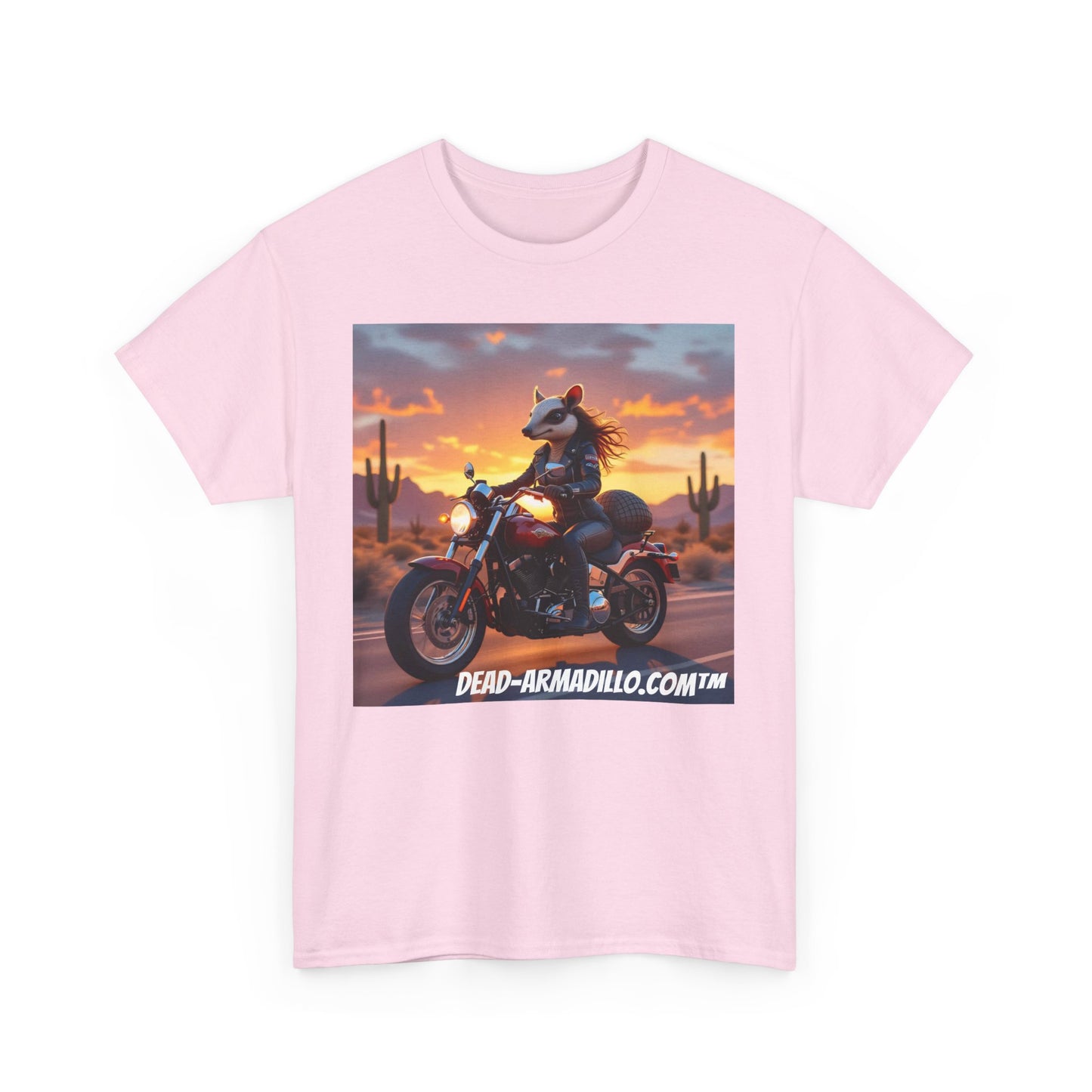 "Women's Biker Tee | Custom made by Dead-Armadillo.com™ | Armadillo themed | Unisex Heavy Cotton Shirt | Your Adventure awaits | Road Trip Apparel"