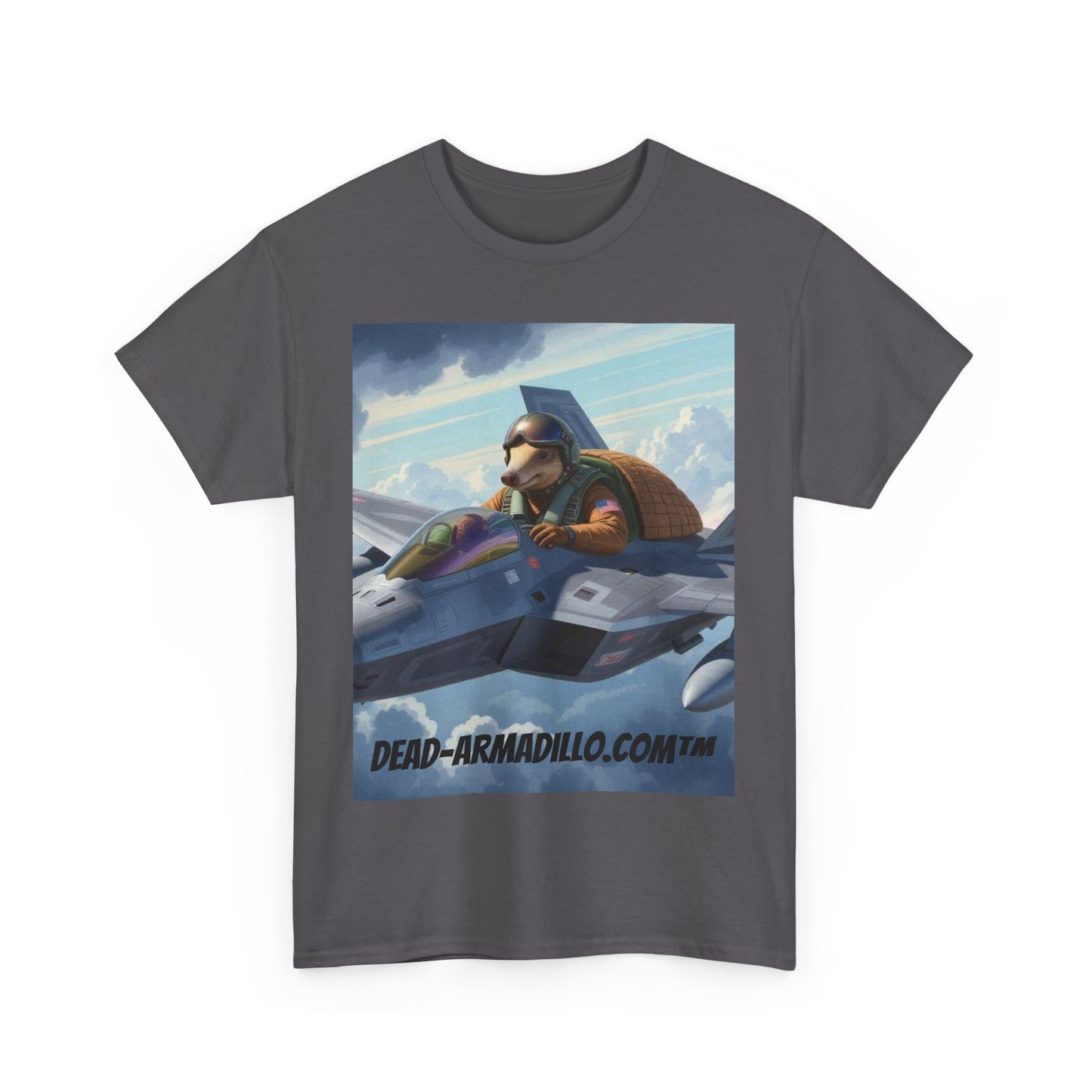 "Aviator Tee | Armadillo Flying a Jet Plane | Custom made by Dead-Armadillo.com™ | Clouds Zoom | Wild Blue Yonder"