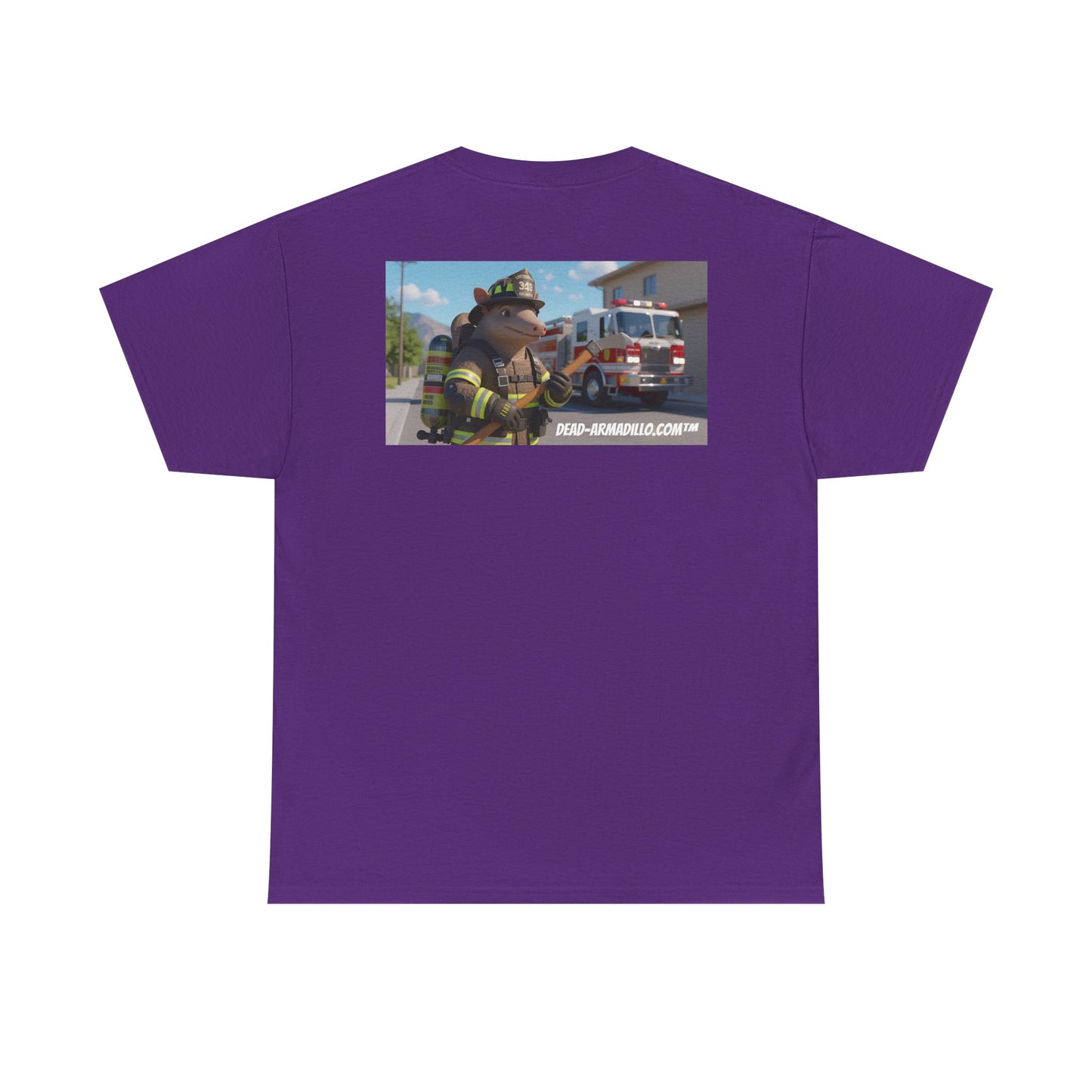 Firefighter Armadillo Tee | Custom Two Sided Print | Graphic Tee | Unisex Heavy Cotton Shirt | Fun Animal T-Shirt