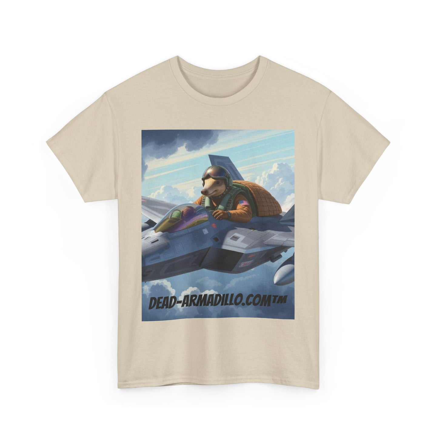 "Aviator Tee | Armadillo Flying a Jet Plane | Custom made by Dead-Armadillo.com™ | Clouds Zoom | Wild Blue Yonder"