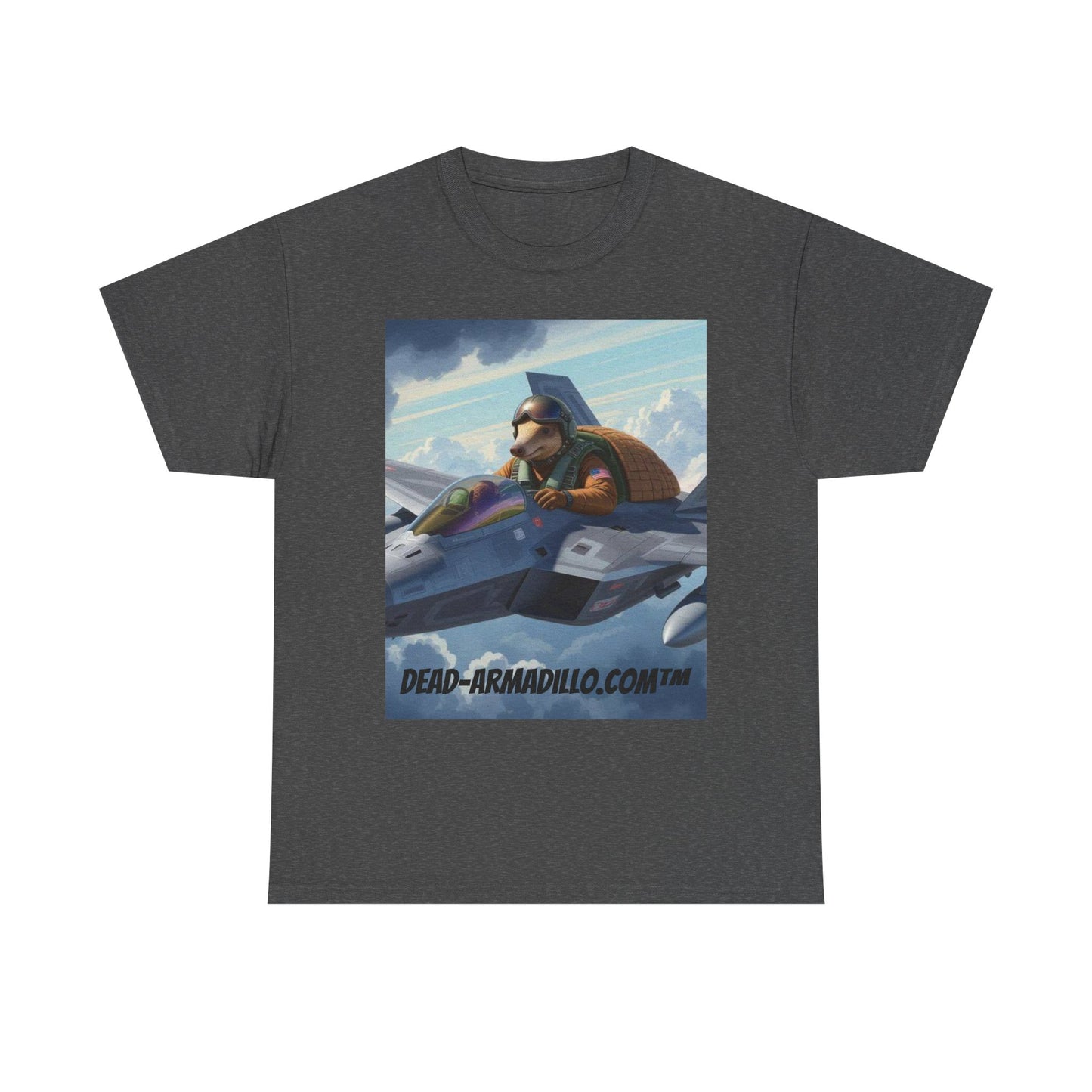 "Aviator Tee | Armadillo Flying a Jet Plane | Custom made by Dead-Armadillo.com™ | Clouds Zoom | Wild Blue Yonder"