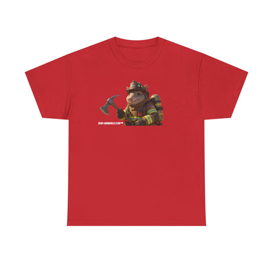 Firefighter Armadillo Tee |  Custom Two Sided Print  | Graphic Tee | Unisex Heavy Cotton Shirt | Fun Animal T-Shirt