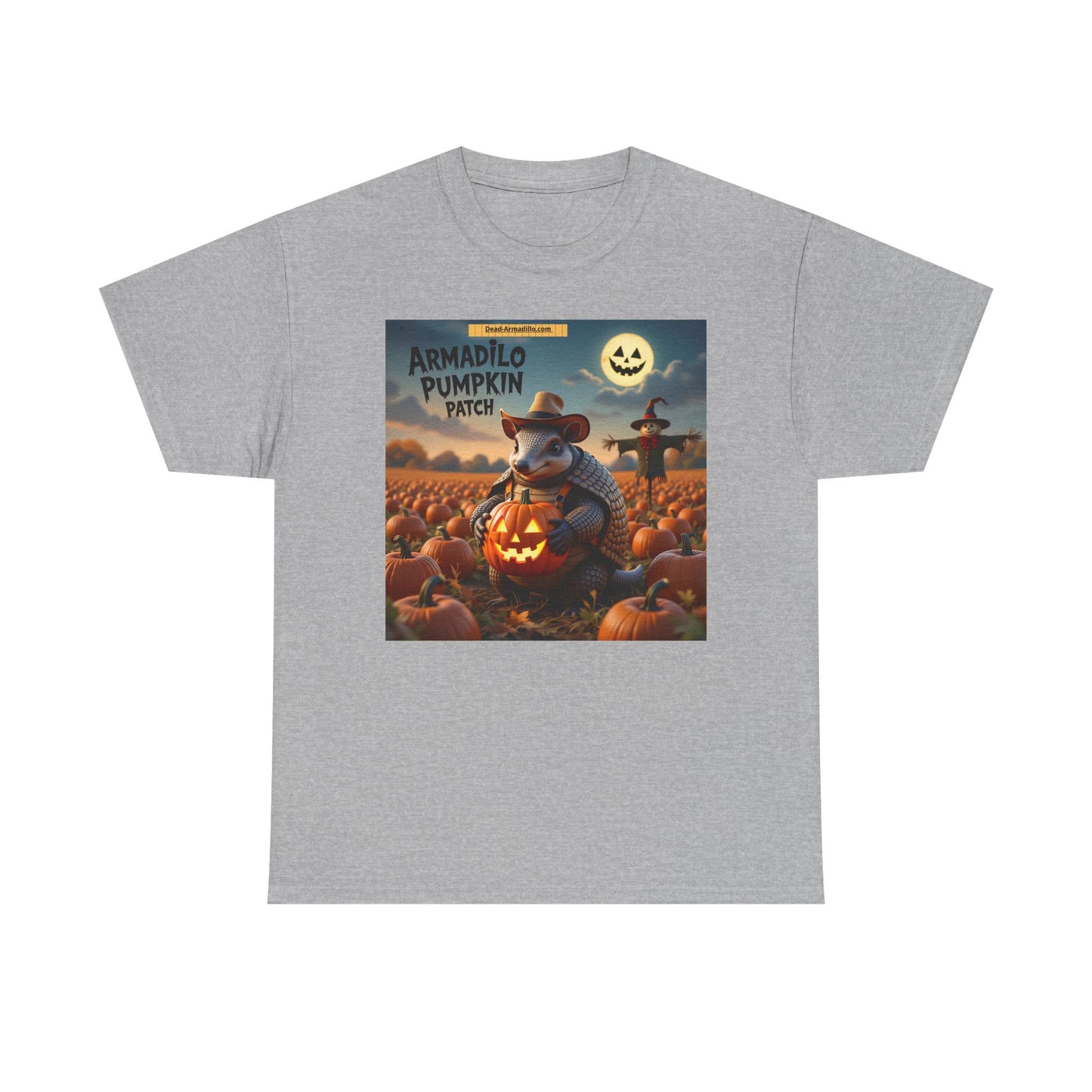 Camiseta unisex de algodón grueso con diseño de armadillo y calabaza | Ropa de otoño | Camiseta de Halloween | Moda de otoño | Camiseta de animales adorables