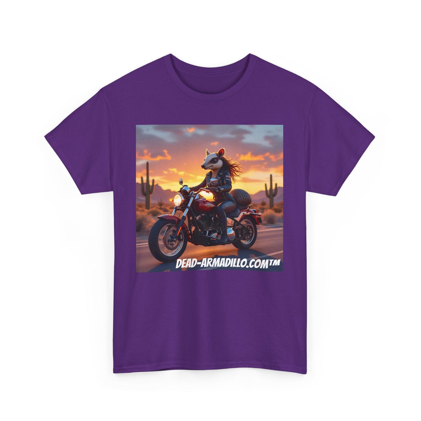 "Women's Biker Tee | Custom made by Dead-Armadillo.com™ | Armadillo themed | Unisex Heavy Cotton Shirt | Your Adventure awaits | Road Trip Apparel"