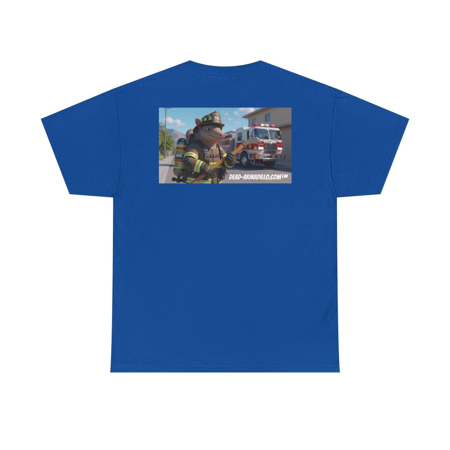 Firefighter Armadillo Tee | Custom Two Sided Print | Graphic Tee | Unisex Heavy Cotton Shirt | Fun Animal T-Shirt