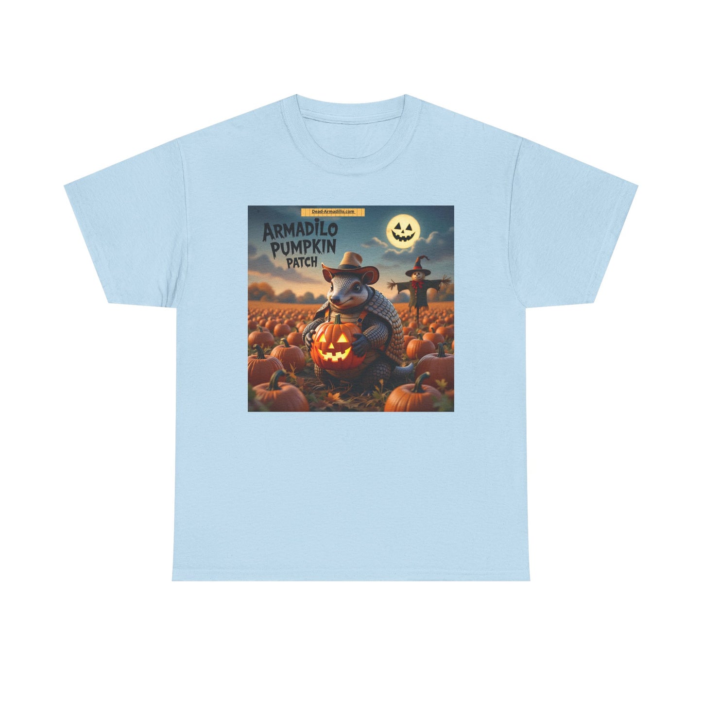 Camiseta unisex de algodón grueso con diseño de armadillo y calabaza | Ropa de otoño | Camiseta de Halloween | Moda de otoño | Camiseta de animales adorables