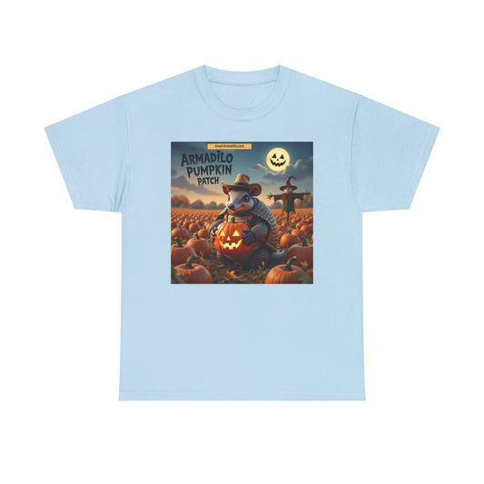 "Cute Armadillo Pumpkin Patch Unisex Heavy Cotton Tee | Fall Apparel | Halloween T-Shirt | Autumn Fashion | Cute Animal Shirt"