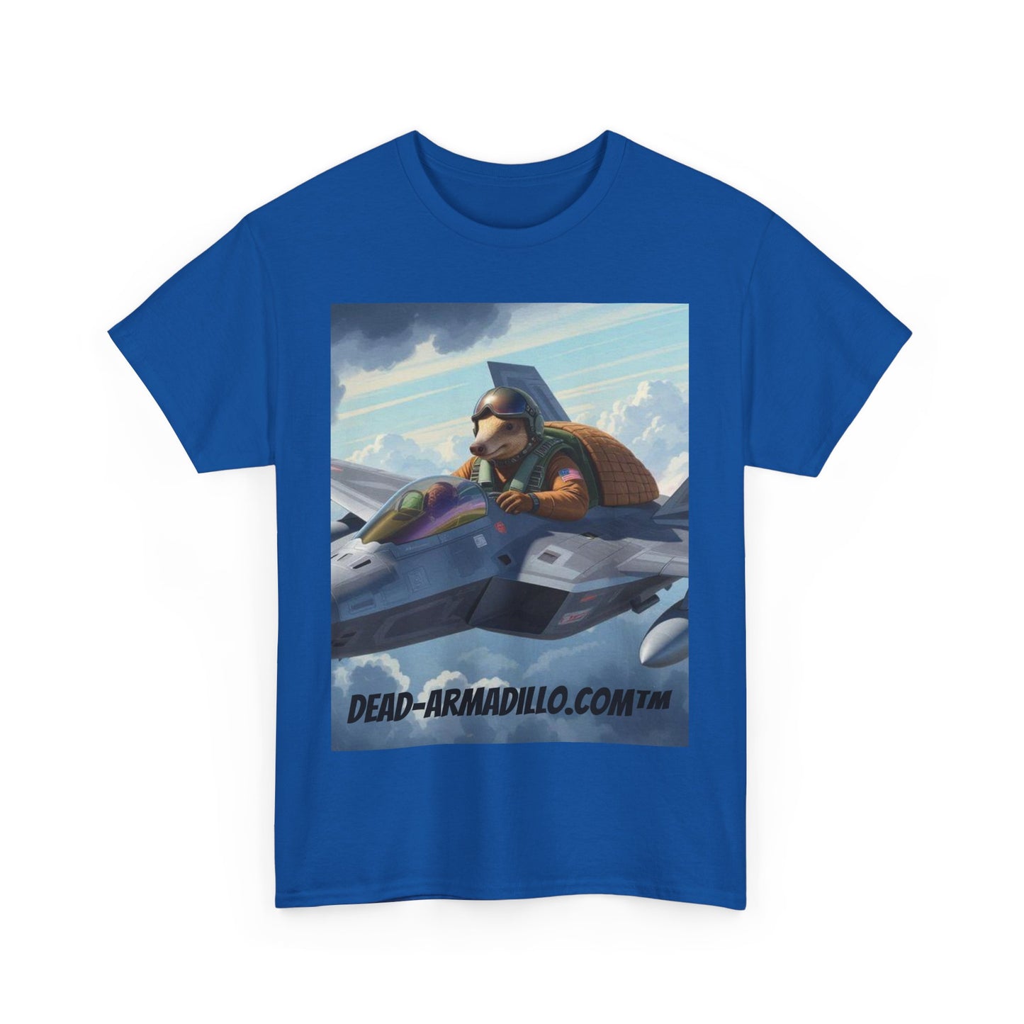 "Aviator Tee | Armadillo Flying a Jet Plane | Custom made by Dead-Armadillo.com™ | Clouds Zoom | Wild Blue Yonder"