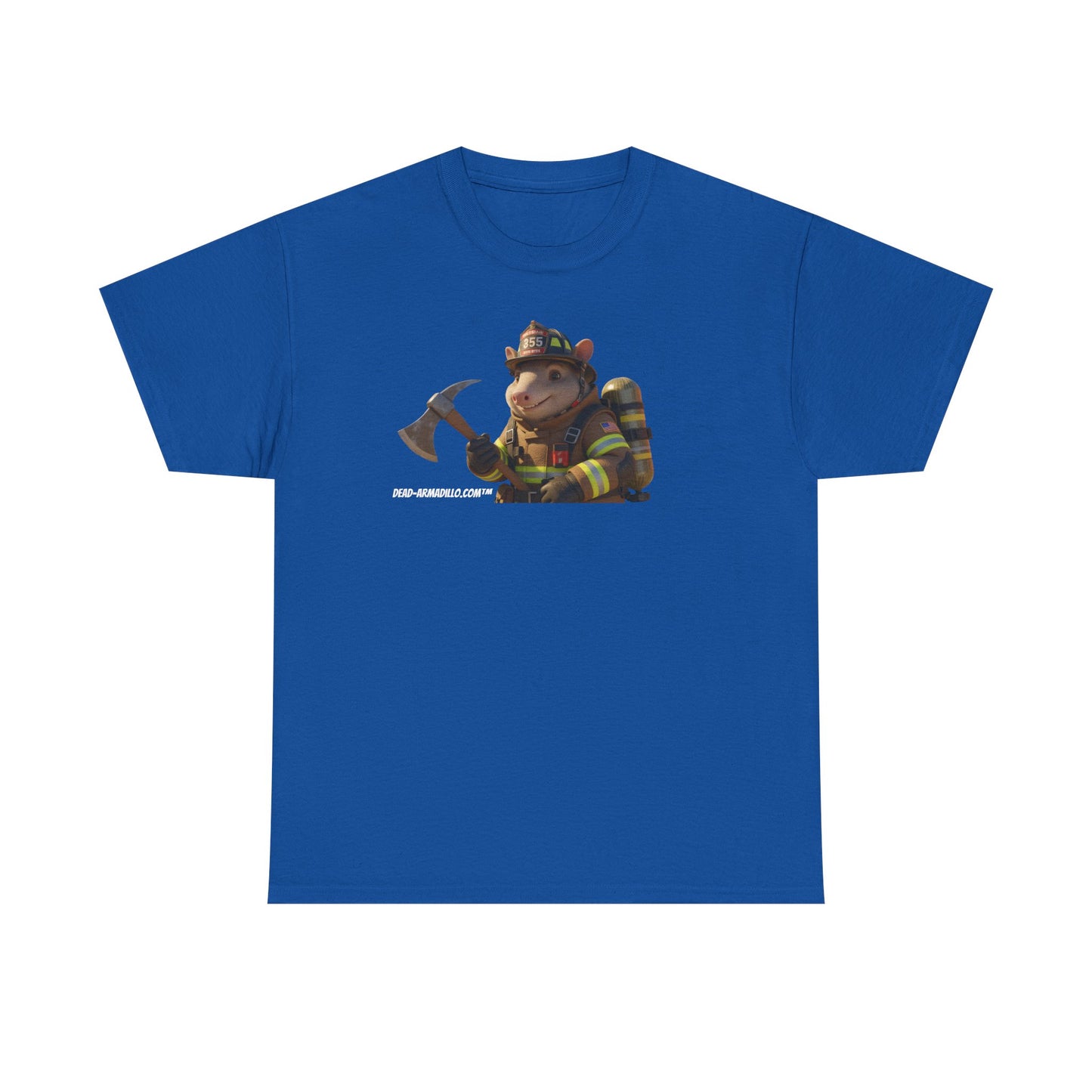 Firefighter Armadillo Tee | Custom Two Sided Print | Graphic Tee | Unisex Heavy Cotton Shirt | Fun Animal T-Shirt