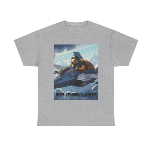 "Aviator Tee | Armadillo Flying a Jet Plane | Custom made by Dead-Armadillo.com™ | Clouds Zoom | Wild Blue Yonder"