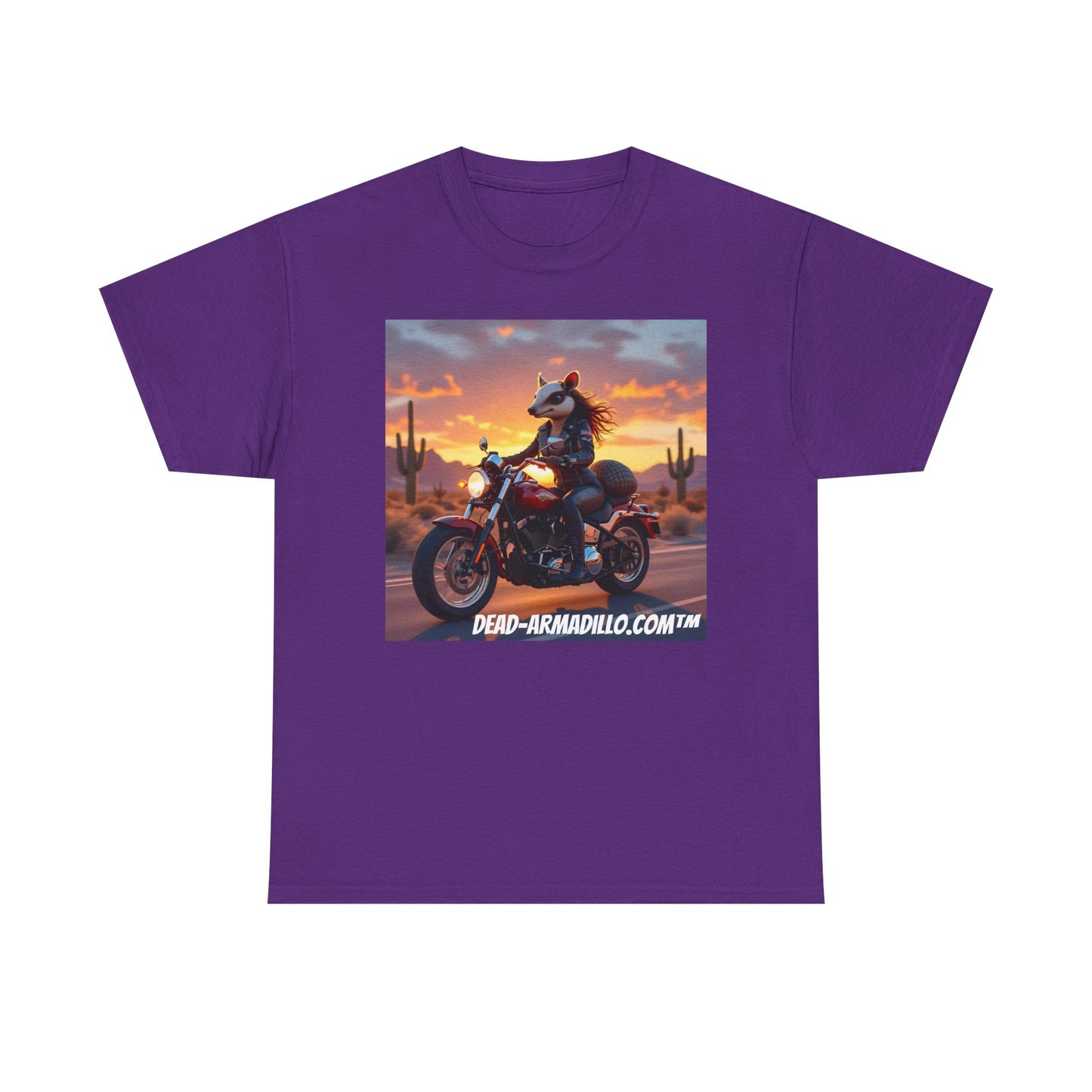 "Women's Biker Tee | Custom made by Dead-Armadillo.com™ | Armadillo themed | Unisex Heavy Cotton Shirt | Your Adventure awaits | Road Trip Apparel"