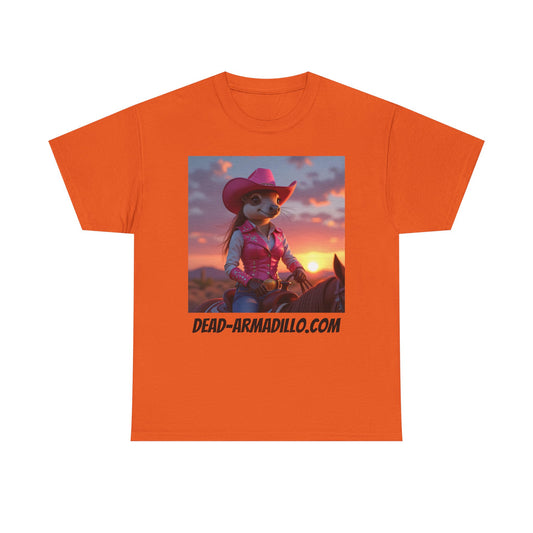 "Cowgirl Armadillo | at sunset Tee Shirt | Her Edition | Casual T-Shirt | Western Style Shirt | Gift for Animal Lovers | Fun Graphic Tee | Everyday Wear