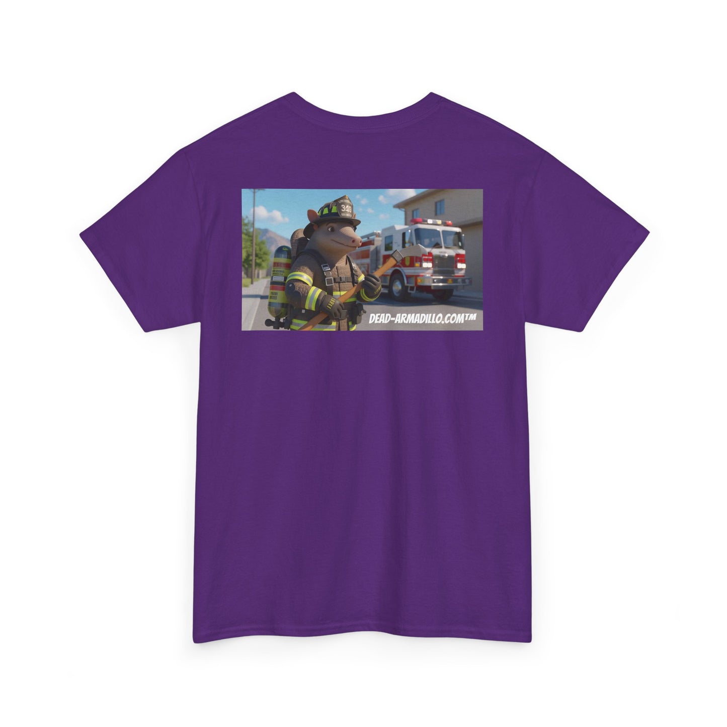 Firefighter Armadillo Tee | Custom Two Sided Print | Graphic Tee | Unisex Heavy Cotton Shirt | Fun Animal T-Shirt