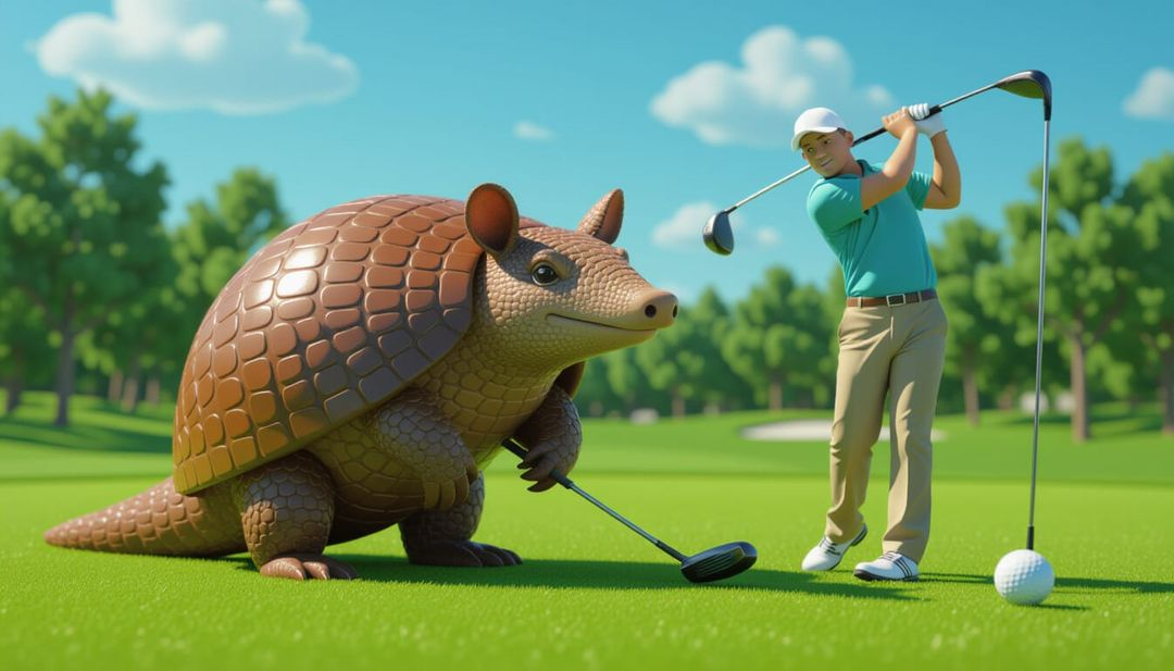 Armadillo - Golf - quirky - on the fairway - custom made - t shirts - Dead-Armadillo.com