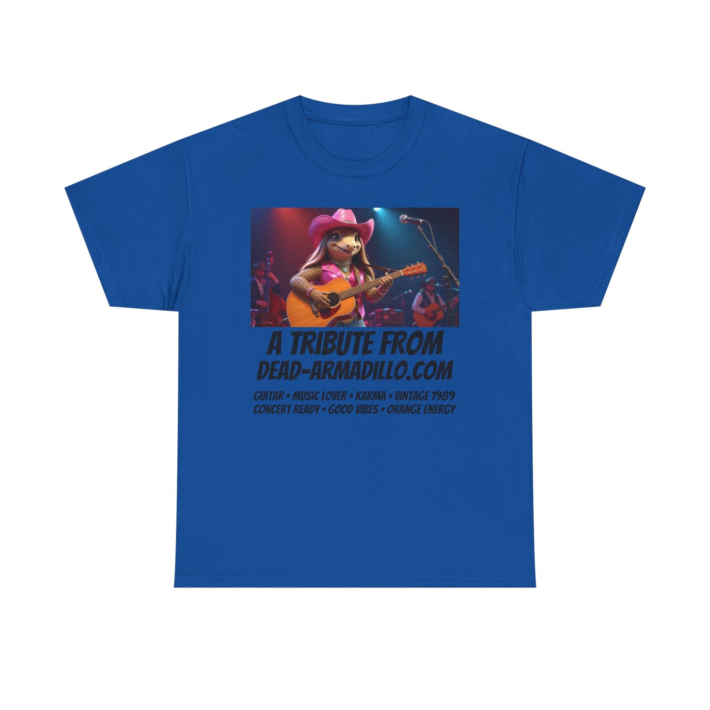"Armadillo playing the Guitar | Tribute | Karma | Swifties | World Tour | Orange | Fun Graphic Design | Perfect for Casual Wear | Music Lovers | Concerts | Gift for Friends"