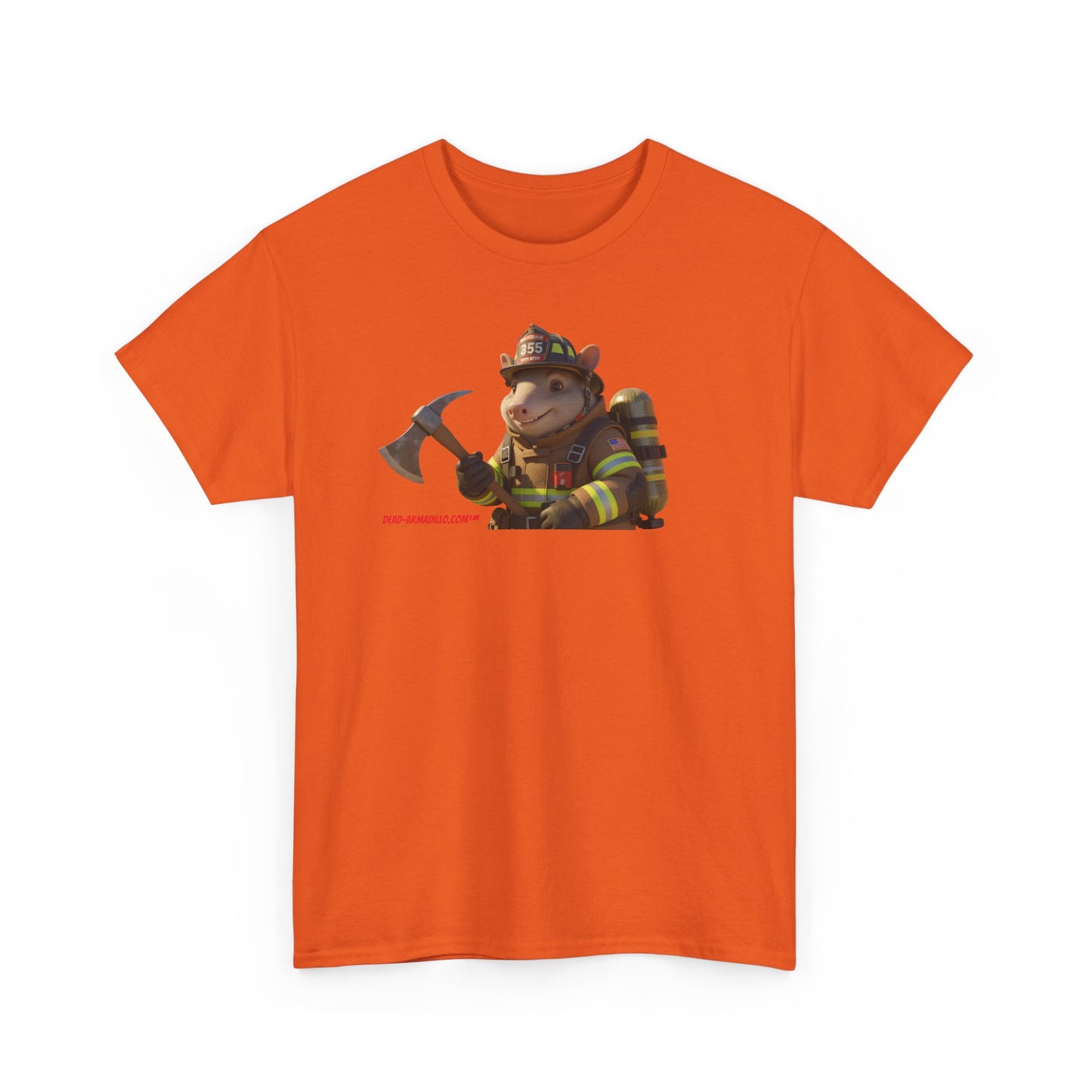 Firefighter Armadillo Tee | Custom Two Sided Print | Graphic Tee | Unisex Heavy Cotton Shirt | Fun Animal T-Shirt