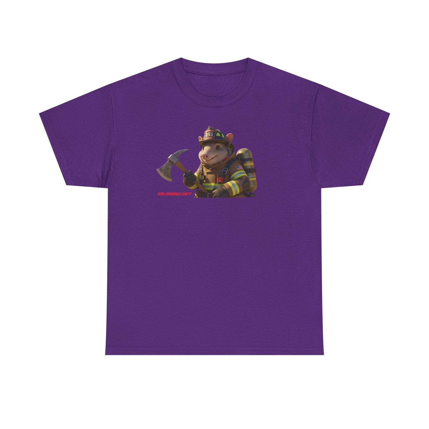 Firefighter Armadillo Tee | Custom Two Sided Print | Graphic Tee | Unisex Heavy Cotton Shirt | Fun Animal T-Shirt