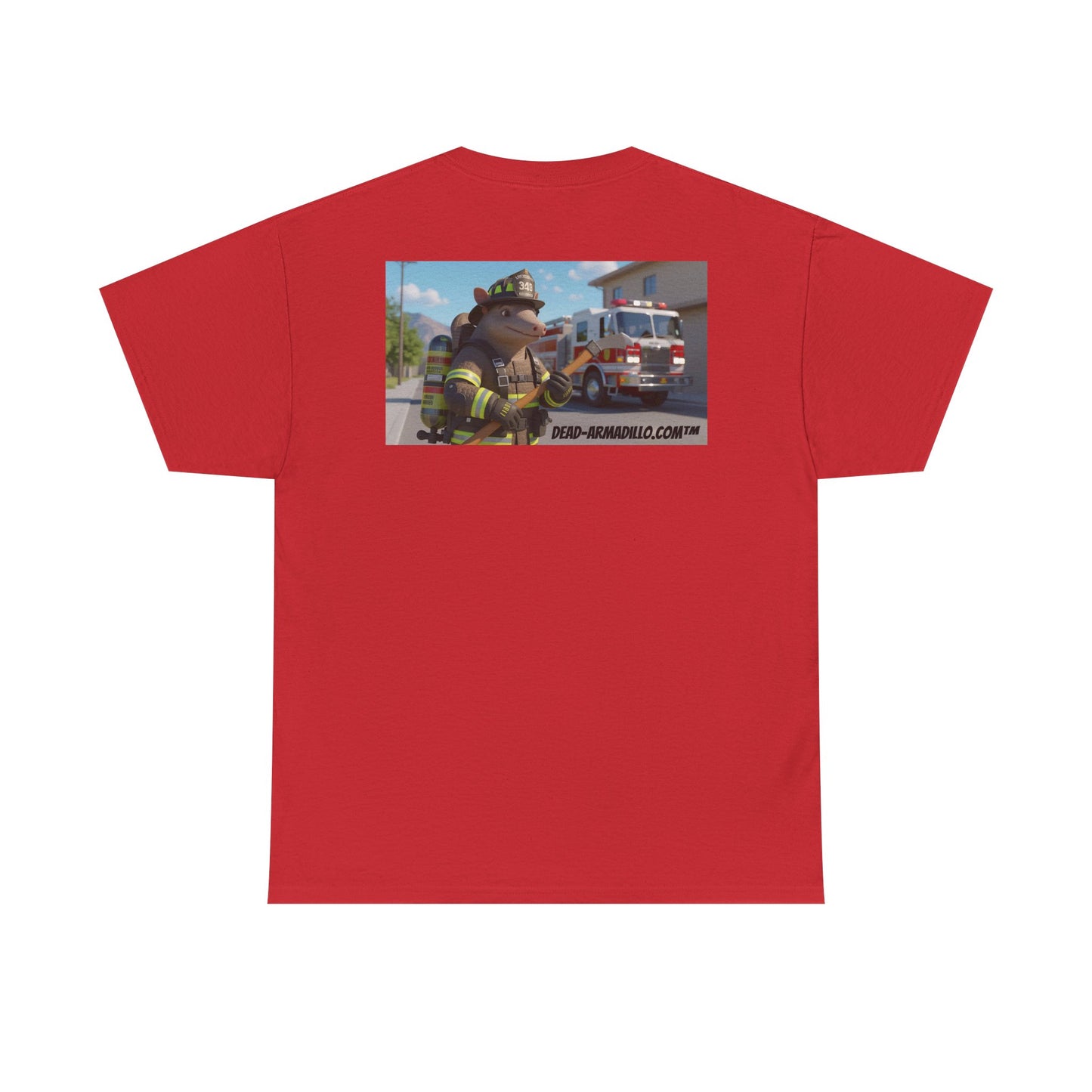 Firefighter Armadillo Tee | Custom Two Sided Print | Graphic Tee | Unisex Heavy Cotton Shirt | Fun Animal T-Shirt