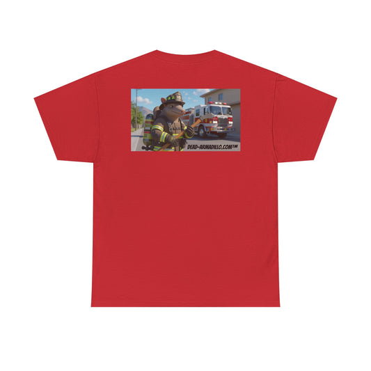Firefighter Armadillo Tee | Custom Two Sided Print | Graphic Tee | Unisex Heavy Cotton Shirt | Fun Animal T-Shirt