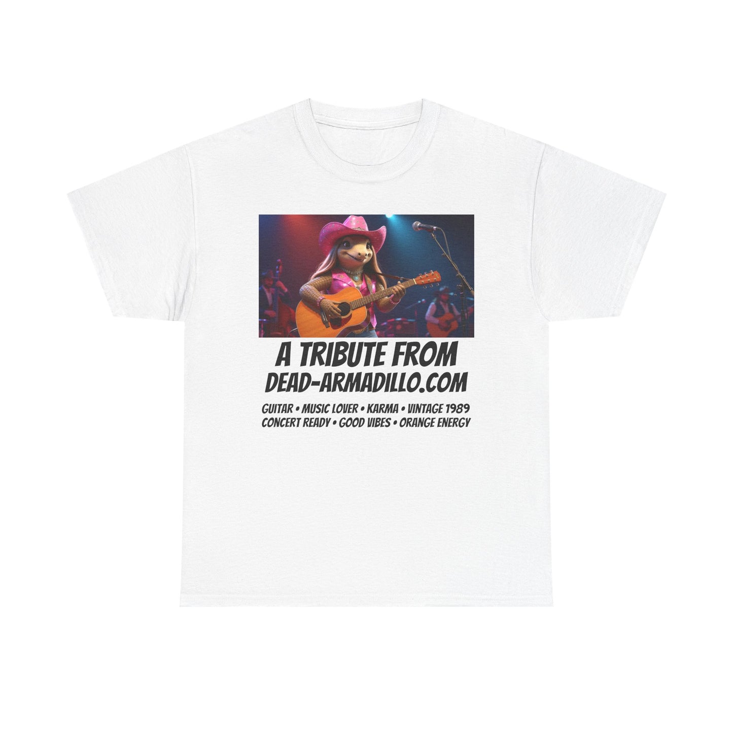 "Armadillo playing the Guitar | Tribute | Karma | Swifties | World Tour | Orange | Fun Graphic Design | Perfect for Casual Wear | Music Lovers | Concerts | Gift for Friends"