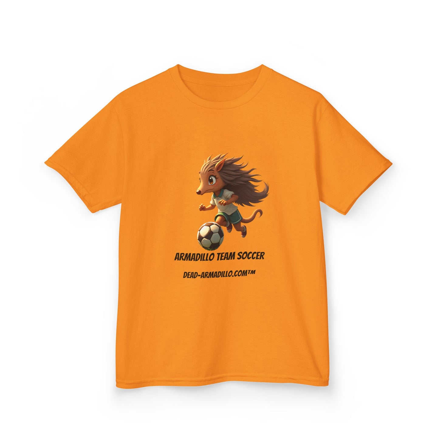 Kids Soccer T‑Shirt — Armadillo Team Soccer Cute Mascot Tee