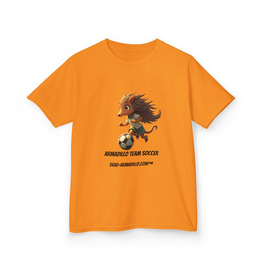 Kids Soccer T‑Shirt — Armadillo Team Soccer Cute Mascot Tee
