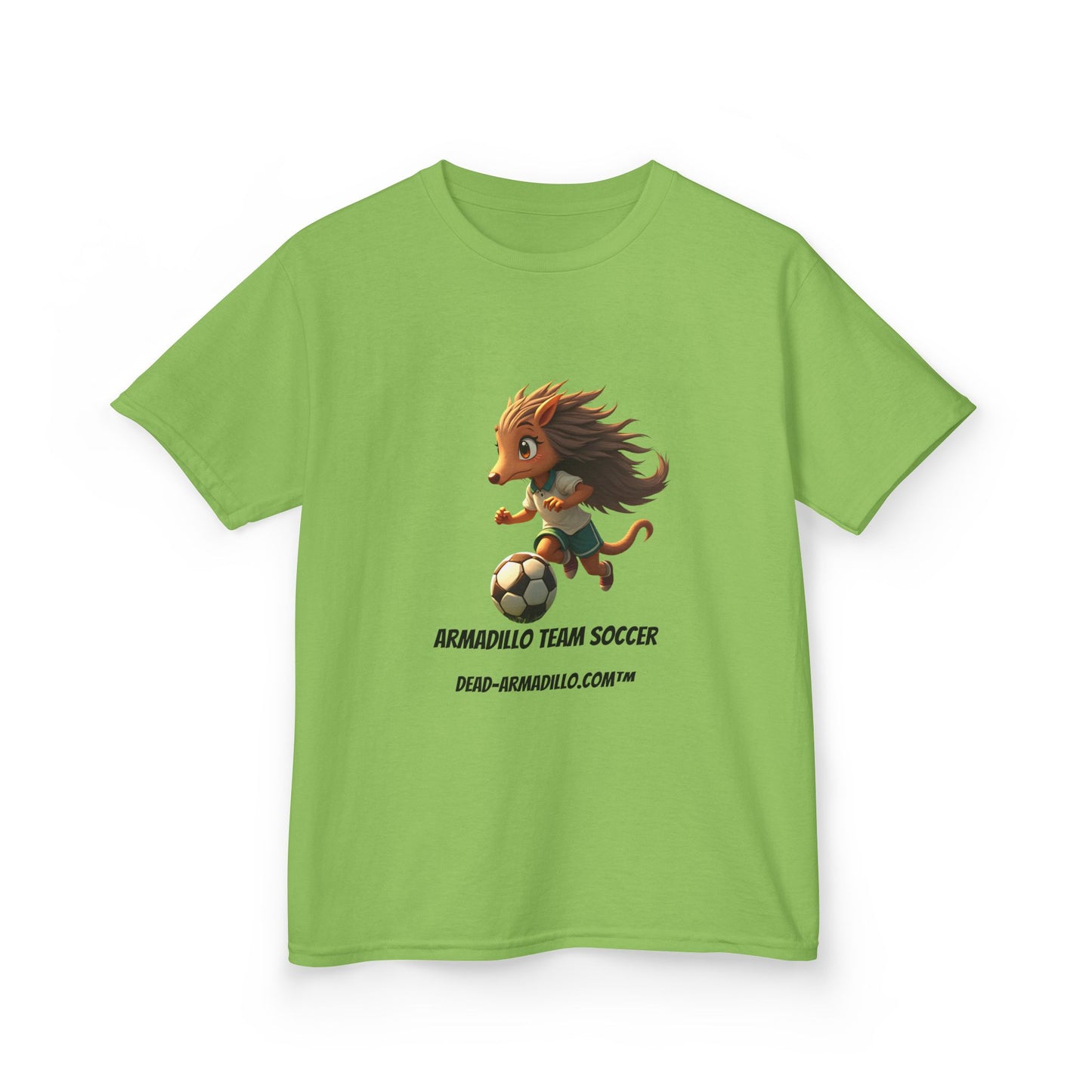 Kids Soccer T‑Shirt — Armadillo Team Soccer Cute Mascot Tee