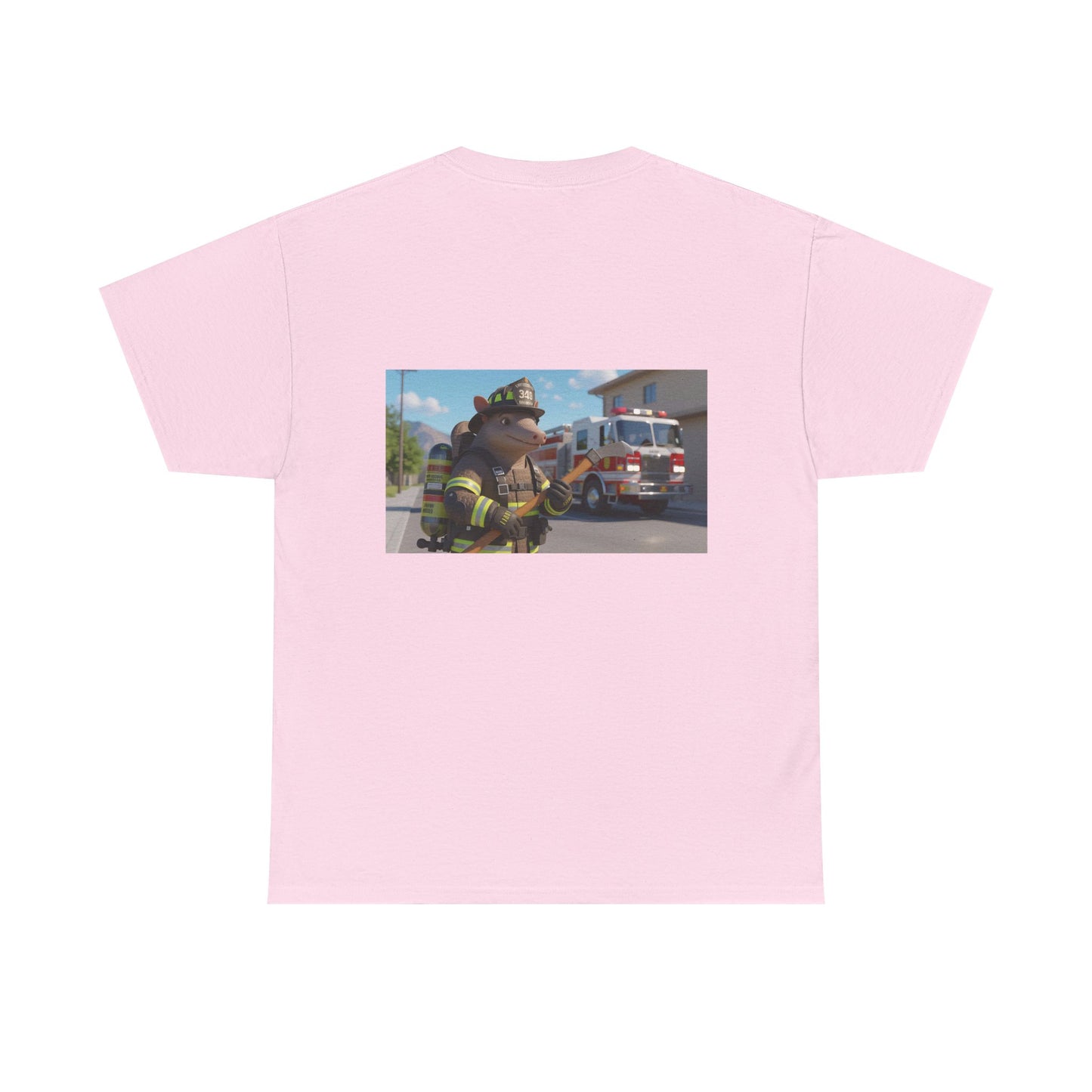 Firefighter Armadillo Tee | Custom Two Sided Print | Graphic Tee | Unisex Heavy Cotton Shirt | Fun Animal T-Shirt