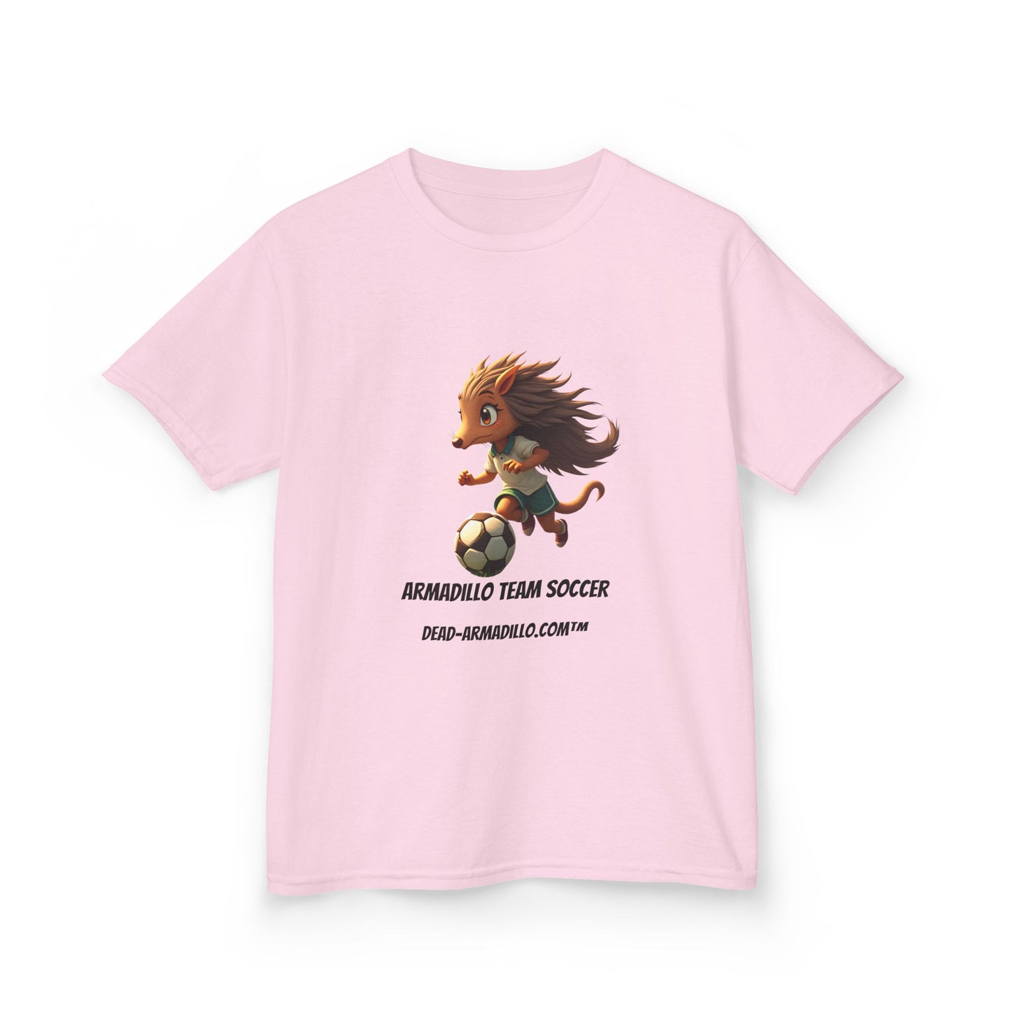 Kids Soccer T‑Shirt — Armadillo Team Soccer Cute Mascot Tee
