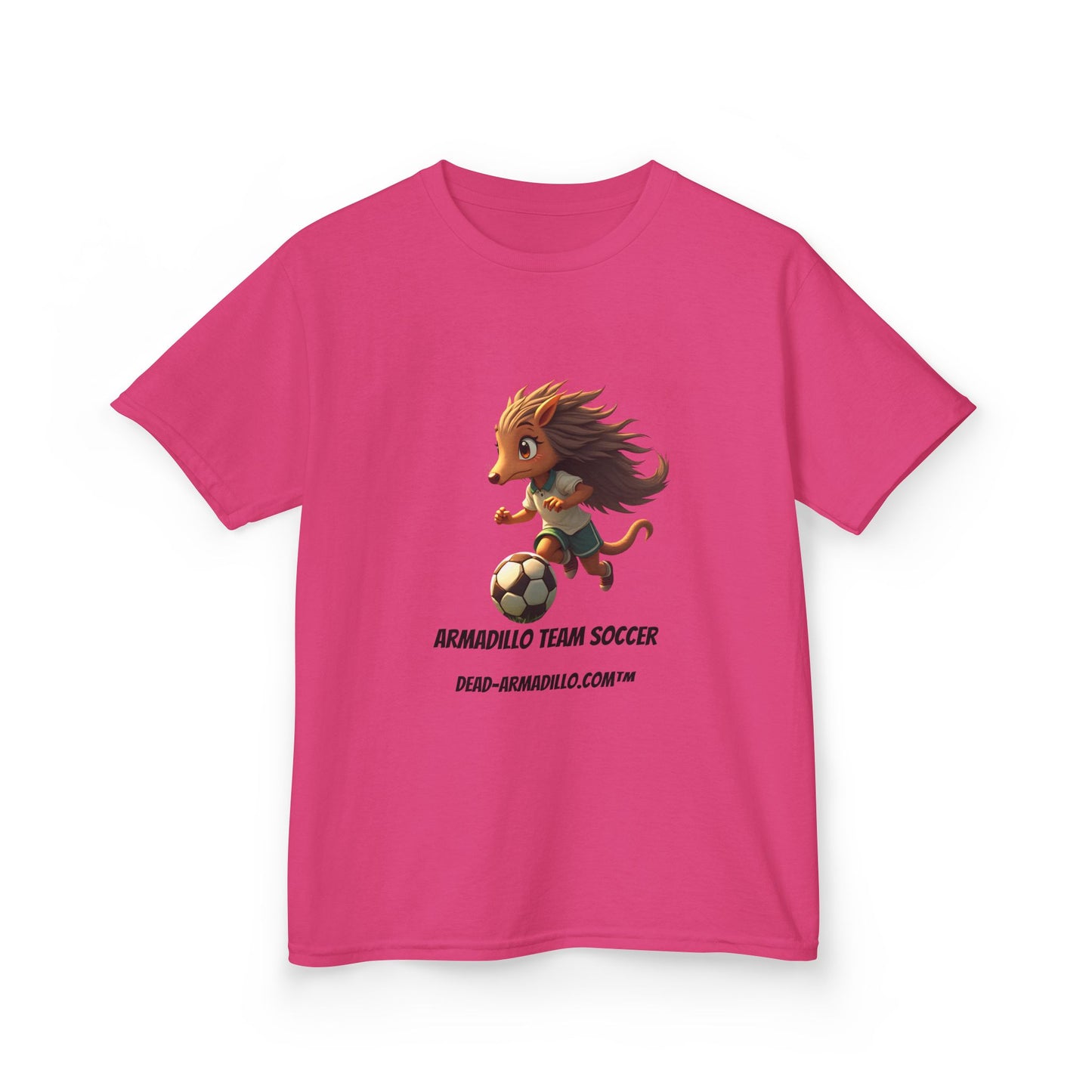 Kids Soccer T‑Shirt — Armadillo Team Soccer Cute Mascot Tee