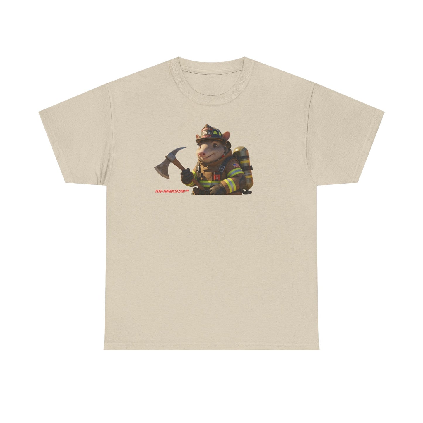 Firefighter Armadillo Tee | Custom Two Sided Print | Graphic Tee | Unisex Heavy Cotton Shirt | Fun Animal T-Shirt