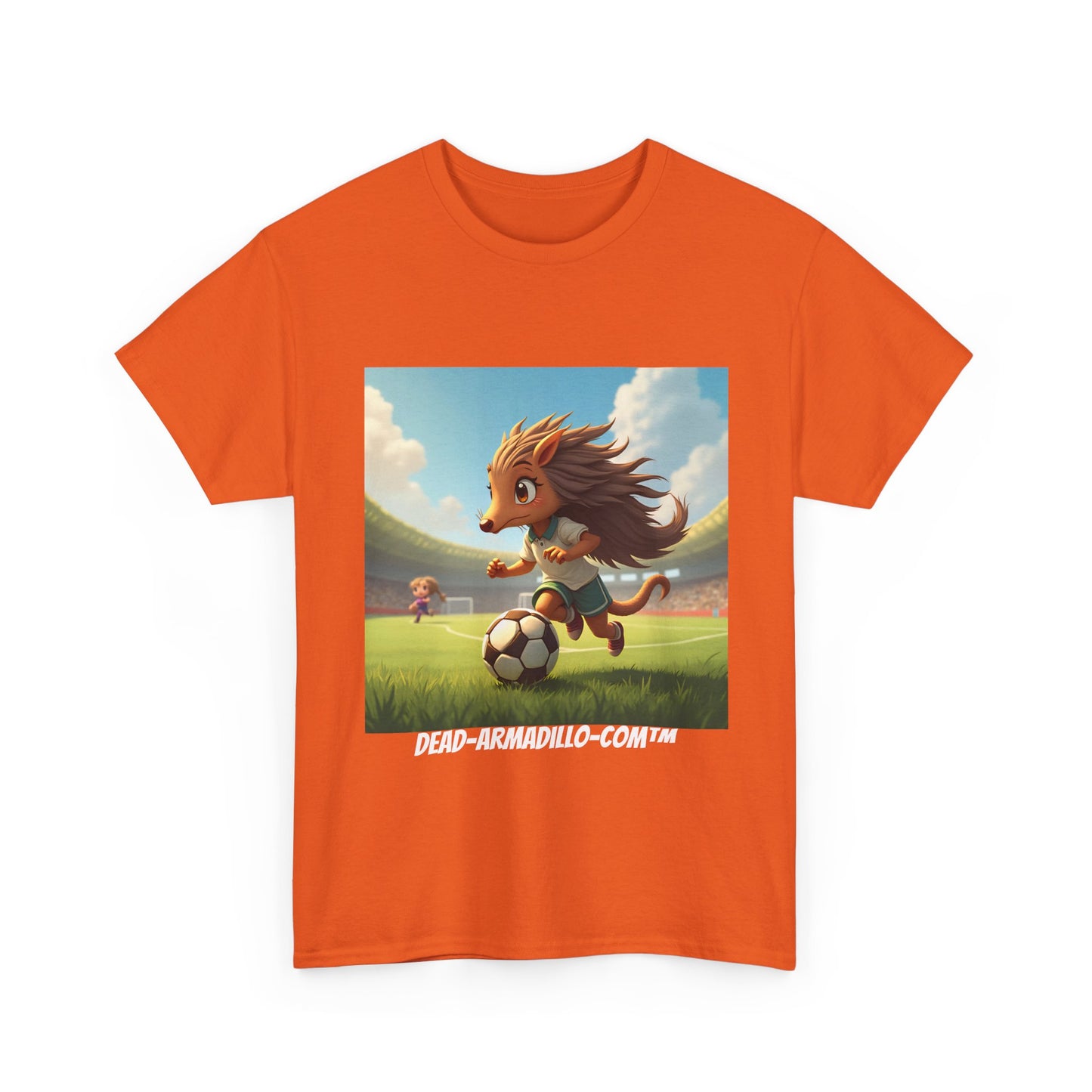 Adults Soccer Armadillo T-Shirt | Cute Playing Soccer Graphic Tee | with Background