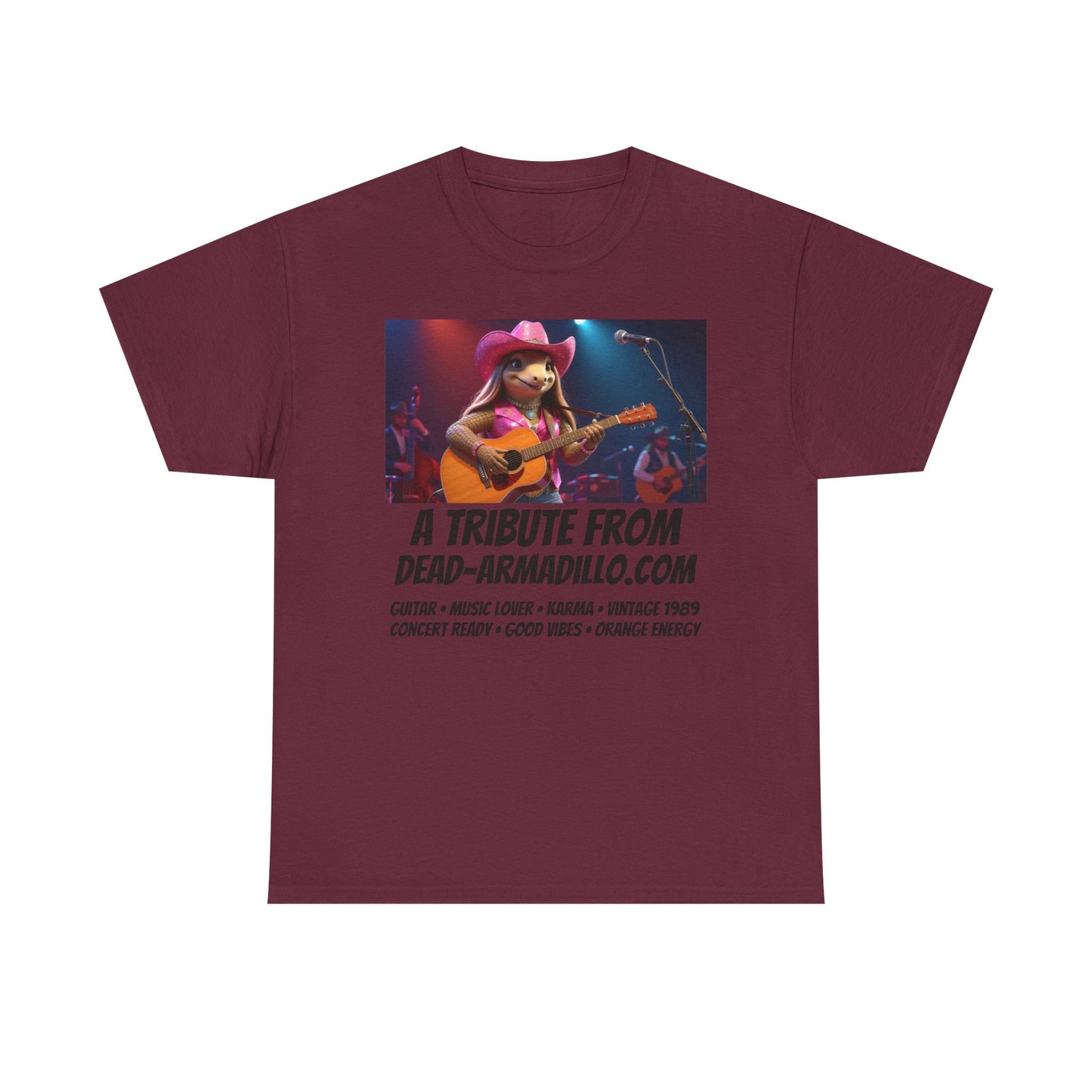 "Armadillo playing the Guitar | Tribute | Karma | Swifties | World Tour | Orange | Fun Graphic Design | Perfect for Casual Wear | Music Lovers | Concerts | Gift for Friends"