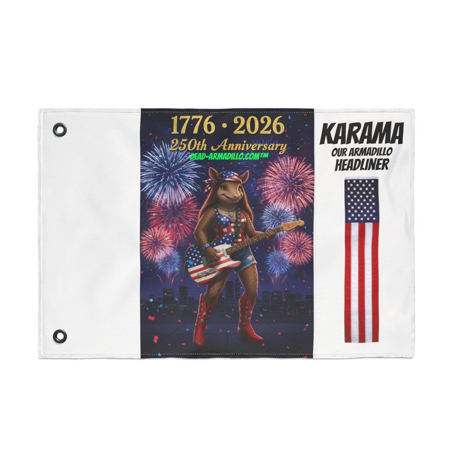 Karma | 250th Anniversary USA | Dead-Armadillo.com™ | Double-Sided Flag