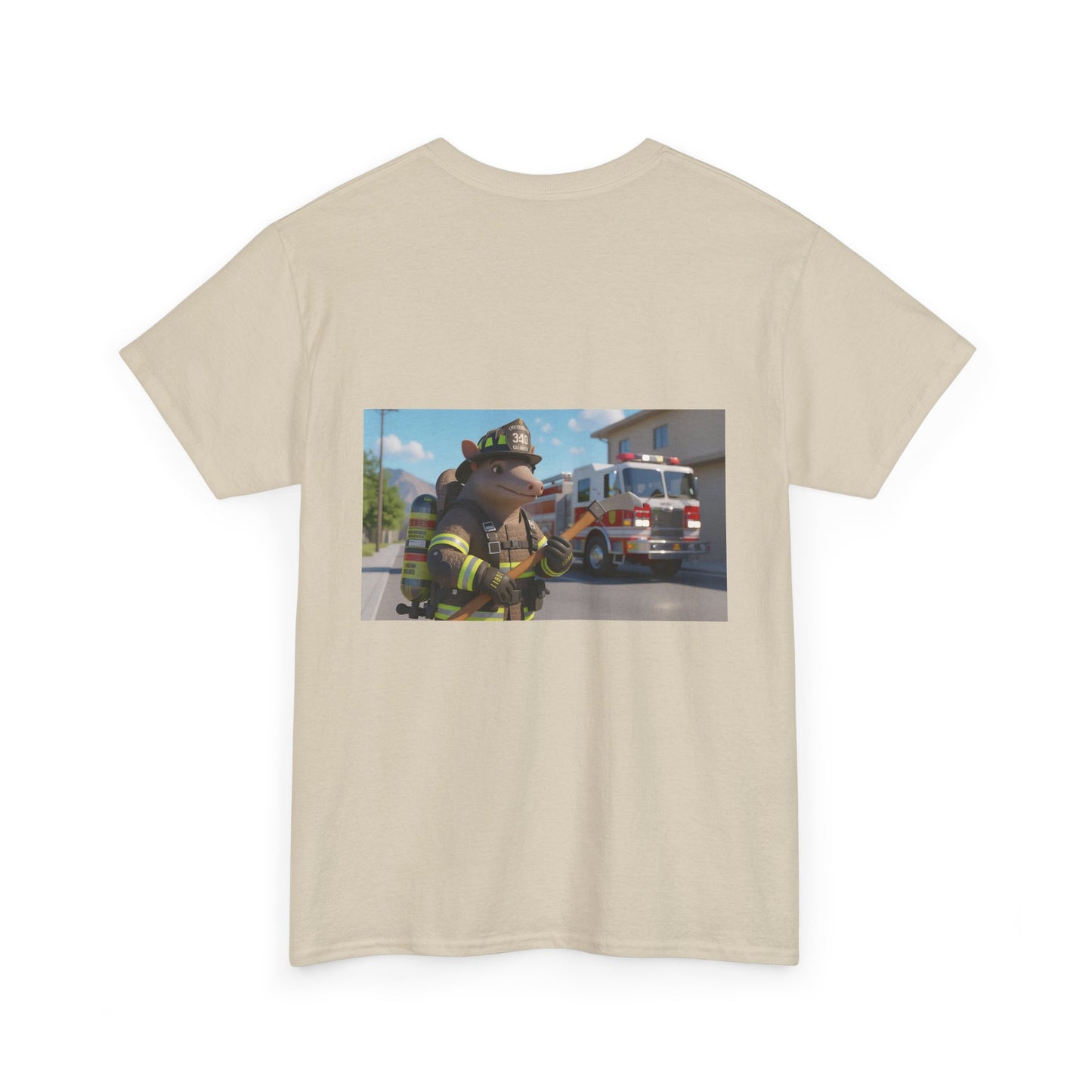 Firefighter Armadillo Tee | Custom Two Sided Print | Graphic Tee | Unisex Heavy Cotton Shirt | Fun Animal T-Shirt