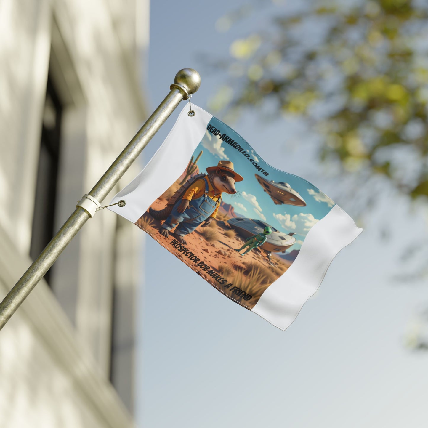 Prospector Bob | Dead-Armadillo.com™ | Double-Sided Flag | 12 × 18" Kids' Sports & Storytime Banner