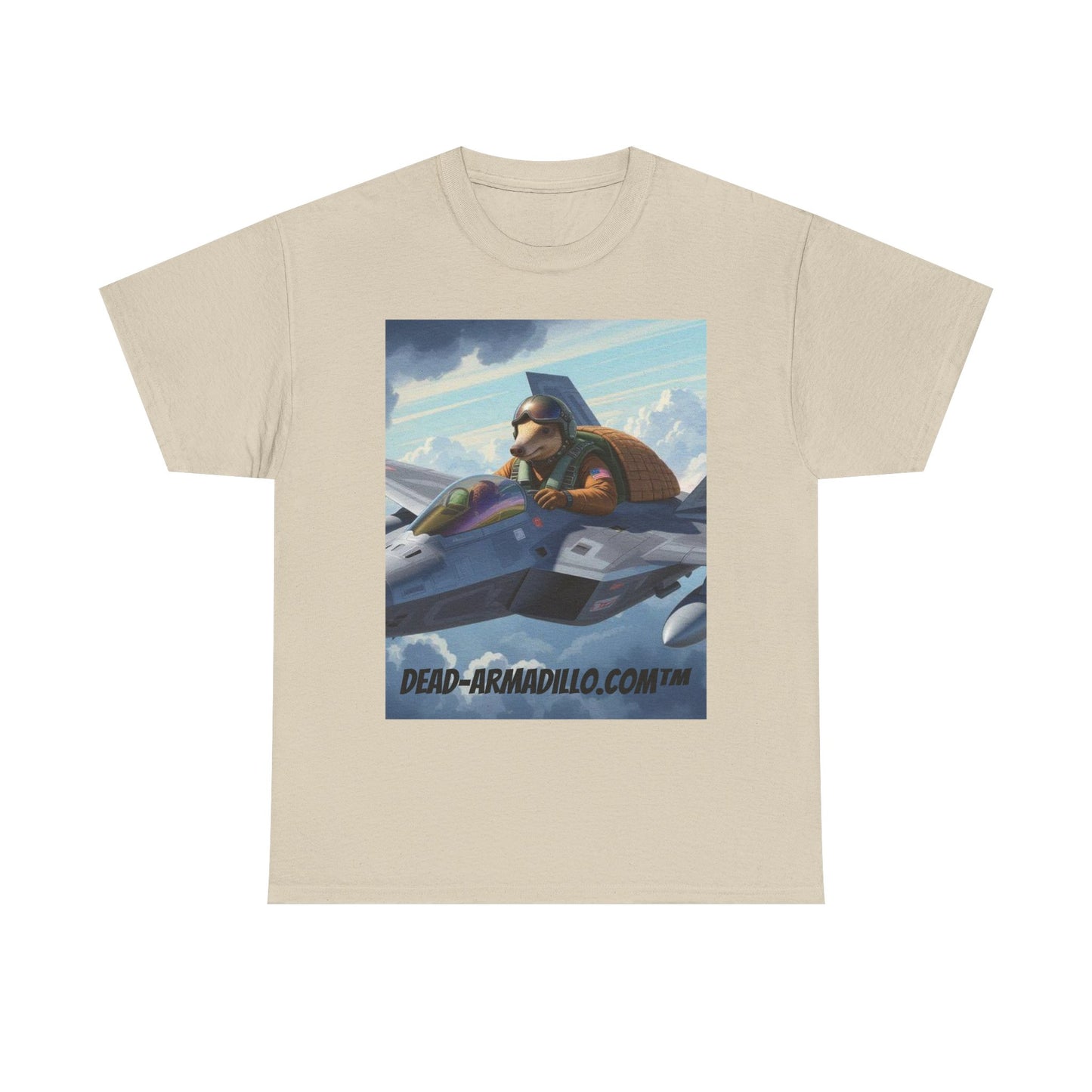 "Aviator Tee | Armadillo Flying a Jet Plane | Custom made by Dead-Armadillo.com™ | Clouds Zoom | Wild Blue Yonder"