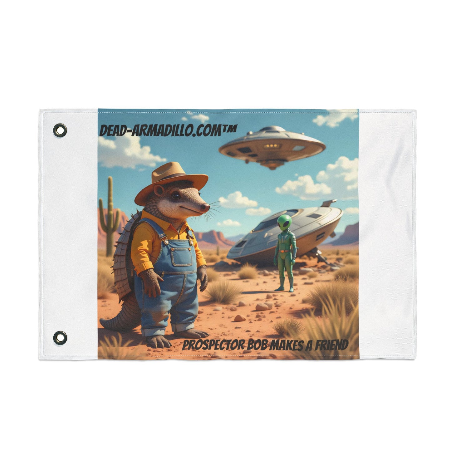 Prospector Bob | Dead-Armadillo.com™ | Double-Sided Flag | 12 × 18" Kids' Sports & Storytime Banner