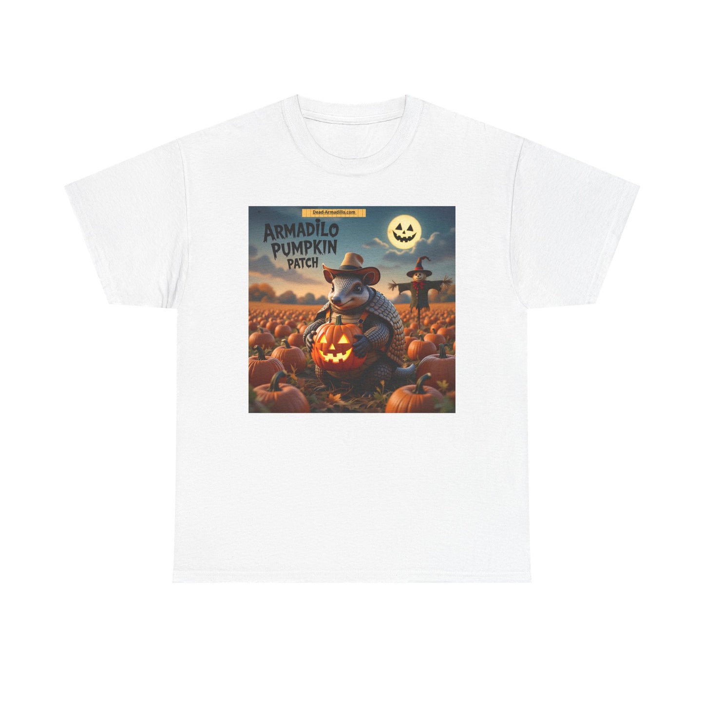 "Cute Armadillo Pumpkin Patch Unisex Heavy Cotton Tee | Fall Apparel | Halloween T-Shirt | Autumn Fashion | Cute Animal Shirt"