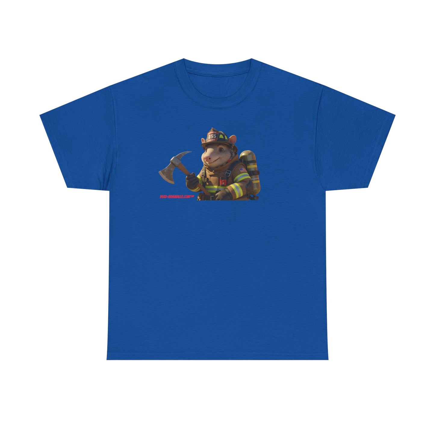 Firefighter Armadillo Tee | Custom Two Sided Print | Graphic Tee | Unisex Heavy Cotton Shirt | Fun Animal T-Shirt