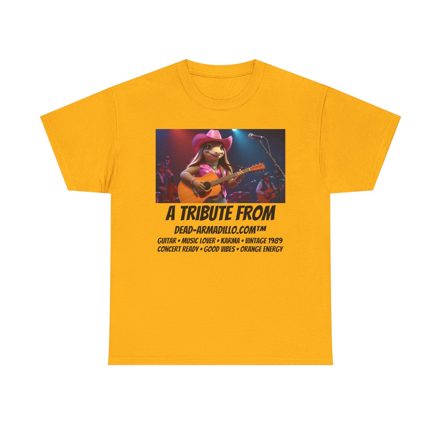 "Armadillo playing the Guitar | Tribute | Karma | Swifties | World Tour | Orange | Kids Sizes | custom made by  Dead-Armadillo.com™  | Fun Graphic Design | Perfect for Casual Wear | Music Lovers | Gift for Friends"